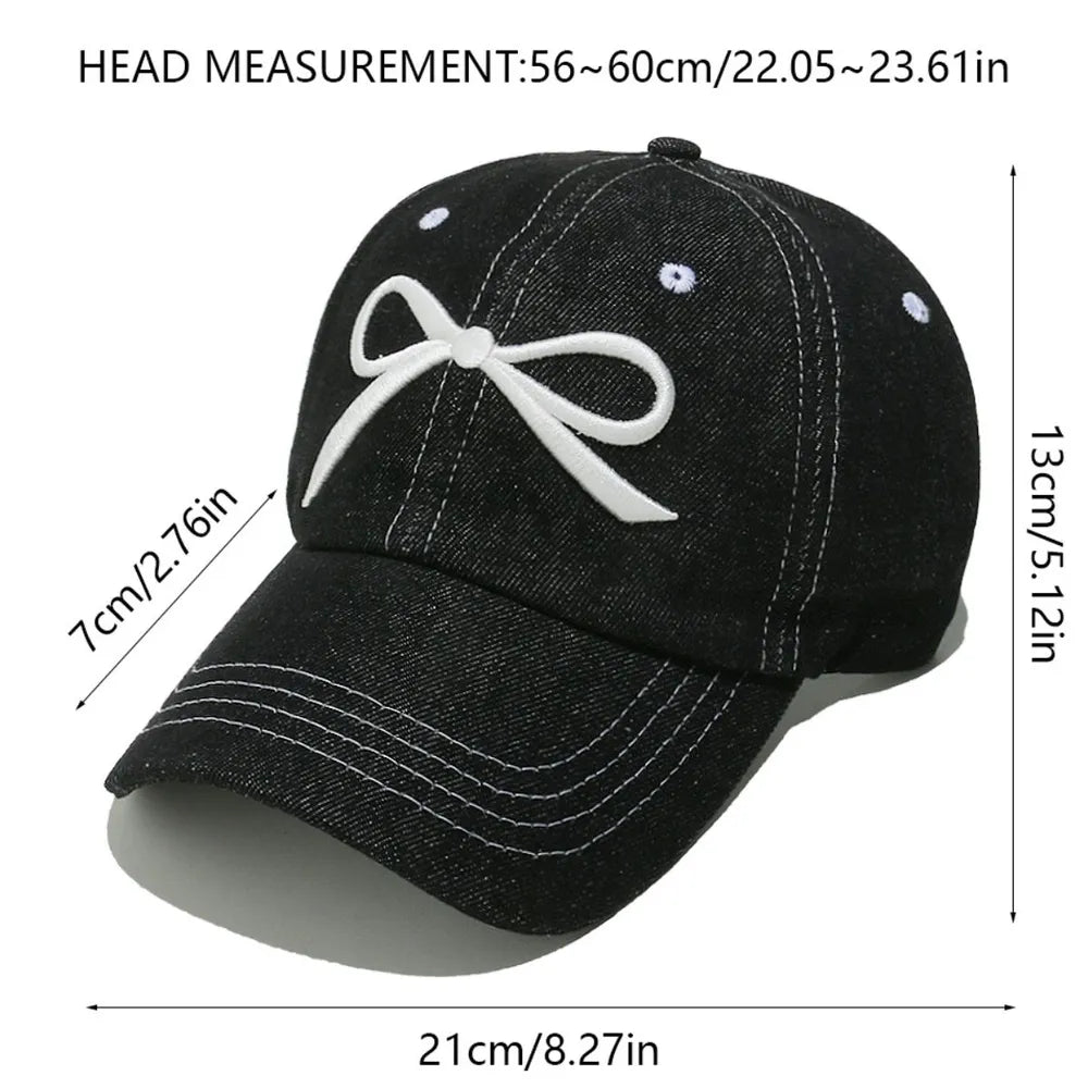 Bow Embroidered Denim Baseball Cap - Onvynix Labs