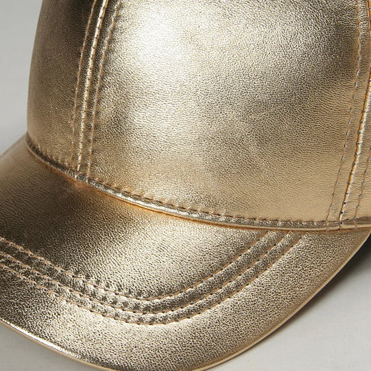 Fashion Women's Baseball Cap Sheepskin Gold / Silver Leather Duck Tongue Hats Young Man - Onvynix Labs
