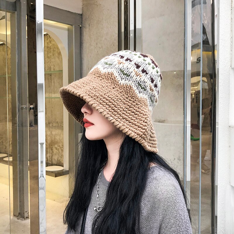 Female Knitting Bucket Hats Harajuku Bucket Hat Fishing Outdoor Panama Hip Hop Cap Men's Summer for Fisherman Hat Women Spring - Onvynix Labs