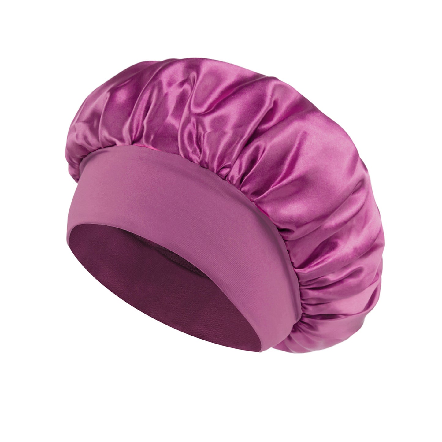 Solid Color Bath Cap Adult Fashion Satin Wide Brim Sleep Cap for Women Chemotherapy Hair Care - Onvynix Labs