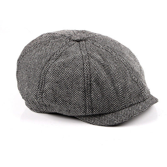 Newsboy Cap Beret Hat Men Women Hat Tweed Gatsby Octagonal Black White Herringbone Vintage Ivy Hats - Onvynix Labs