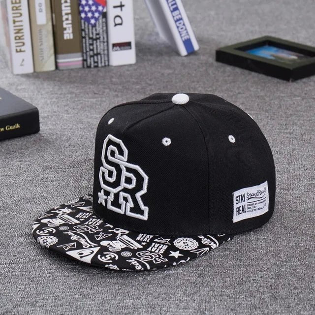 Embroidered Letter SR Baseball Cap Men Hip Hop Cap Women Outdoor Sports Casual Flat Brim Hat Adjustable Biker Hat - Onvynix Labs