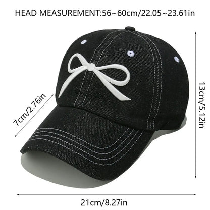 Bow Embroidered Denim Baseball Cap - Onvynix Labs