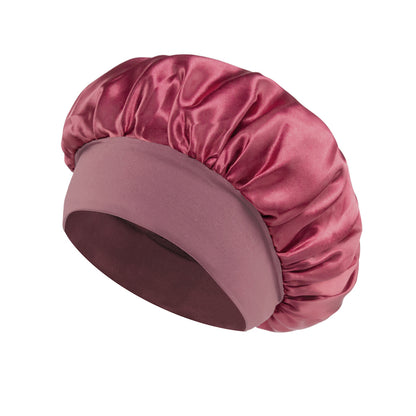 Solid Color Bath Cap Adult Fashion Satin Wide Brim Sleep Cap for Women Chemotherapy Hair Care - Onvynix Labs