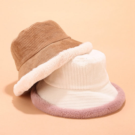 Autumn Winter Bucket Hats Women Corduroy Panama Hat Thick  Warm Plush Fisherman Cap For Girl crimping Basin Hat kapelusz - Onvynix Labs