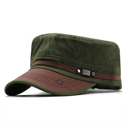 Military Fans Flat Cap Men's Camouflage Baseball Cap Leather Peaked Cap Military Cap Curved Brim Casual Mountaineering Sun Hat - Onvynix Labs