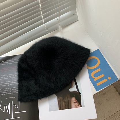 Hat winter women's fashion Solid color rabbit fur hat bucket cap  fisherman's hat retro knitted wool basin Bucket Hat - Onvynix Labs