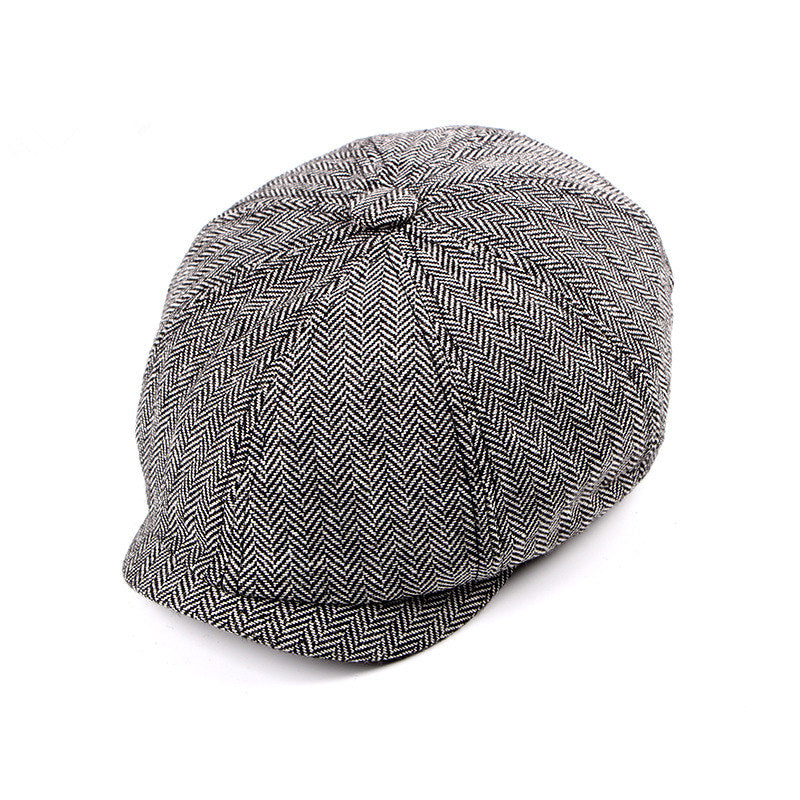 Newsboy Cap Beret Hat Men Women Hat Tweed Gatsby Octagonal Black White Herringbone Vintage Ivy Hats - Onvynix Labs