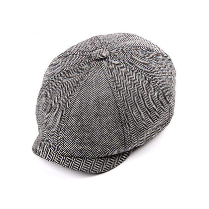 Newsboy Cap Beret Hat Men Women Hat Tweed Gatsby Octagonal Black White Herringbone Vintage Ivy Hats - Onvynix Labs