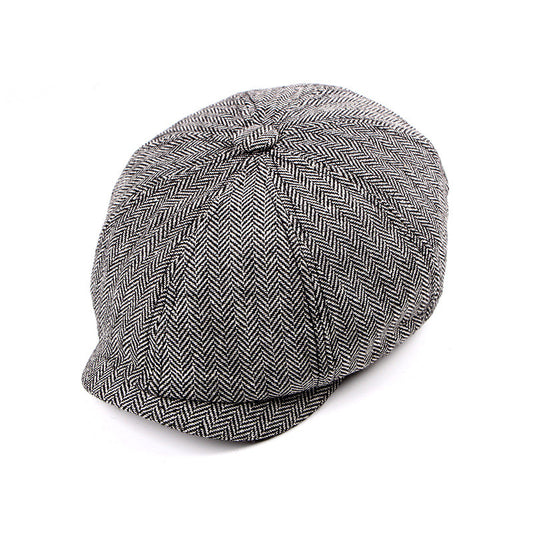 Newsboy Cap Beret Hat Men Women Hat Tweed Gatsby Octagonal Black White Herringbone Vintage Ivy Hats - Onvynix Labs