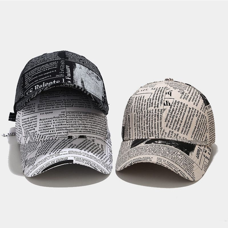 FS Winter Retro Newspaper Pattern Cappellino Baseball Cap Trendy Yellow Pink Hip Hop Hats For Men Women Gorras Para Hombre - Onvynix Labs