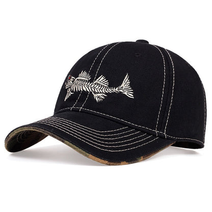 Hot selling fishbone embroidered baseball cap, outdoor sports cap, sunscreen cap, sunshade cap, duck tongue cap, travel cap - Onvynix Labs