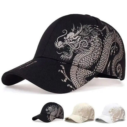 Men and women universal new Chinese dragon printing paragraph duck tongue cap pattern neutral wind adjustable baseball cap - Onvynix Labs
