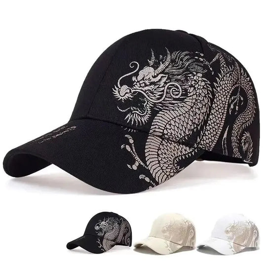 Men and women universal new Chinese dragon printing paragraph duck tongue cap pattern neutral wind adjustable baseball cap - Onvynix Labs