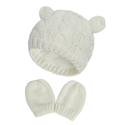 New Baby Kids Girls Boys Winter Warm Knit Hat Ear Solid Warm Cute Glove 2pcs Lovely Beanie Cap 0-18M - Onvynix Labs
