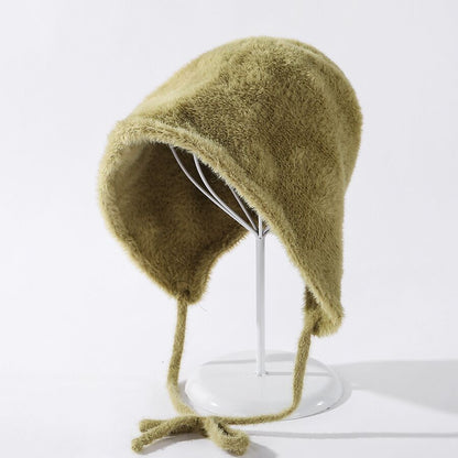 Women Autumn Winter New Plush Velvet Fisherman Hat Fashion Soft Rear Split Tether Wild Foldable Basin Cap Dome Bucket Hat Beanie - Onvynix Labs