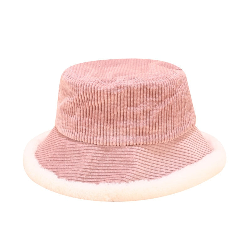 Autumn Winter Bucket Hats Women Corduroy Panama Hat Thick  Warm Plush Fisherman Cap For Girl crimping Basin Hat kapelusz - Onvynix Labs