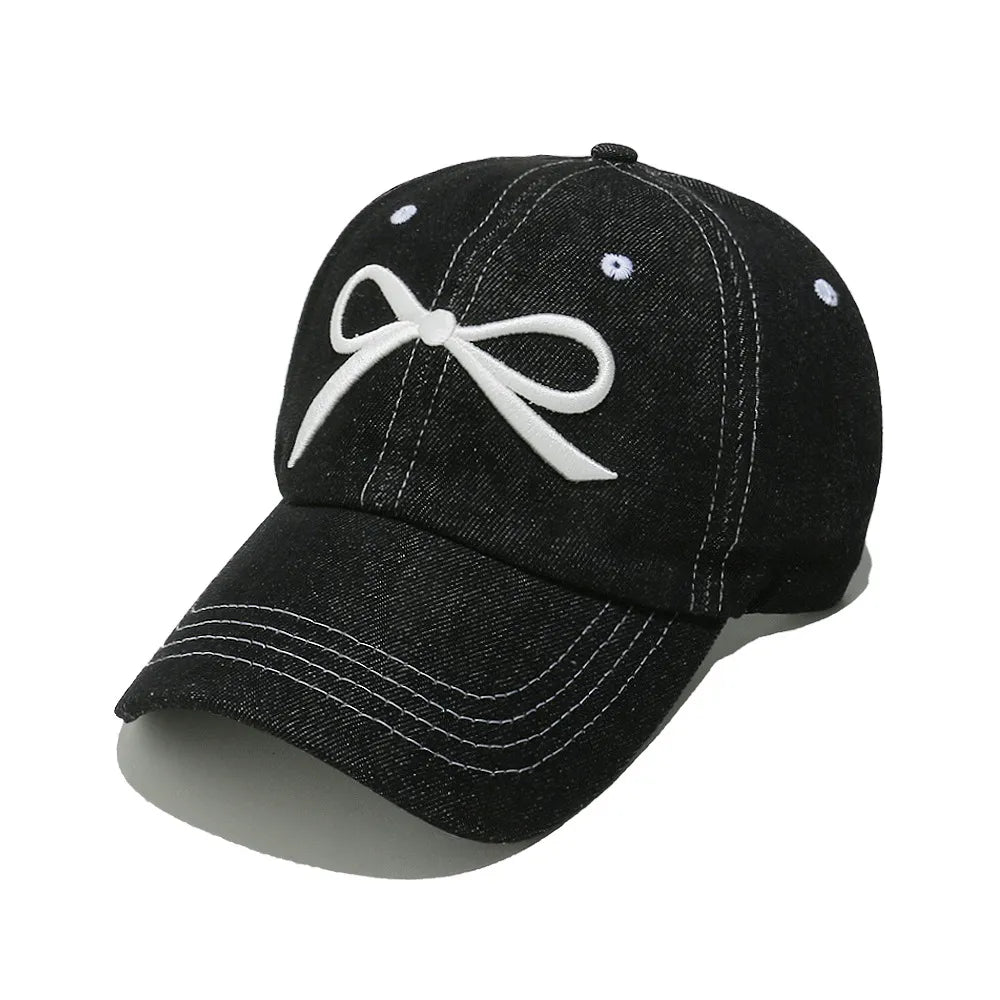 Bow Embroidered Denim Baseball Cap - Onvynix Labs