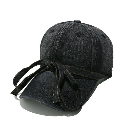 Washed Bow Denim Baseball Cap - Onvynix Labs