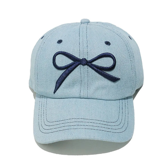 Bow Embroidered Denim Baseball Cap - Onvynix Labs