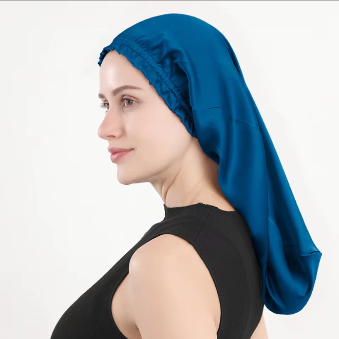 Sleeping cap mulberry silk long hair cap fungus side length cylindrical cap - Onvynix Labs