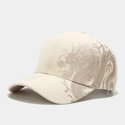 Men and women universal new Chinese dragon printing paragraph duck tongue cap pattern neutral wind adjustable baseball cap - Onvynix Labs