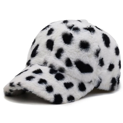 Short Brim Leopard Print Adjustable Women Baseball Cap Zebra Stripes Autumn Winter Short Plush Dad Hat Snapback - Onvynix Labs