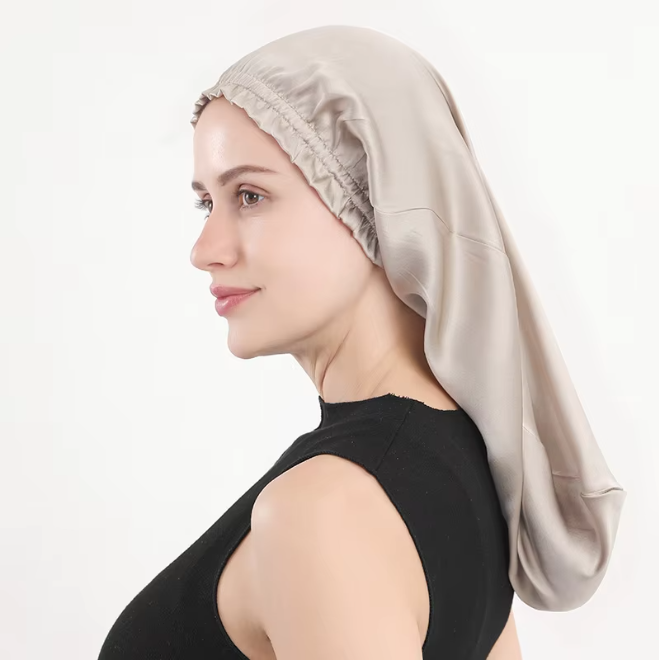 Sleeping cap mulberry silk long hair cap fungus side length cylindrical cap - Onvynix Labs