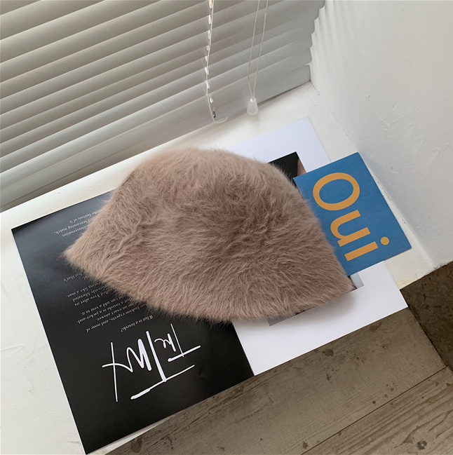 Hat winter women's fashion Solid color rabbit fur hat bucket cap  fisherman's hat retro knitted wool basin Bucket Hat - Onvynix Labs