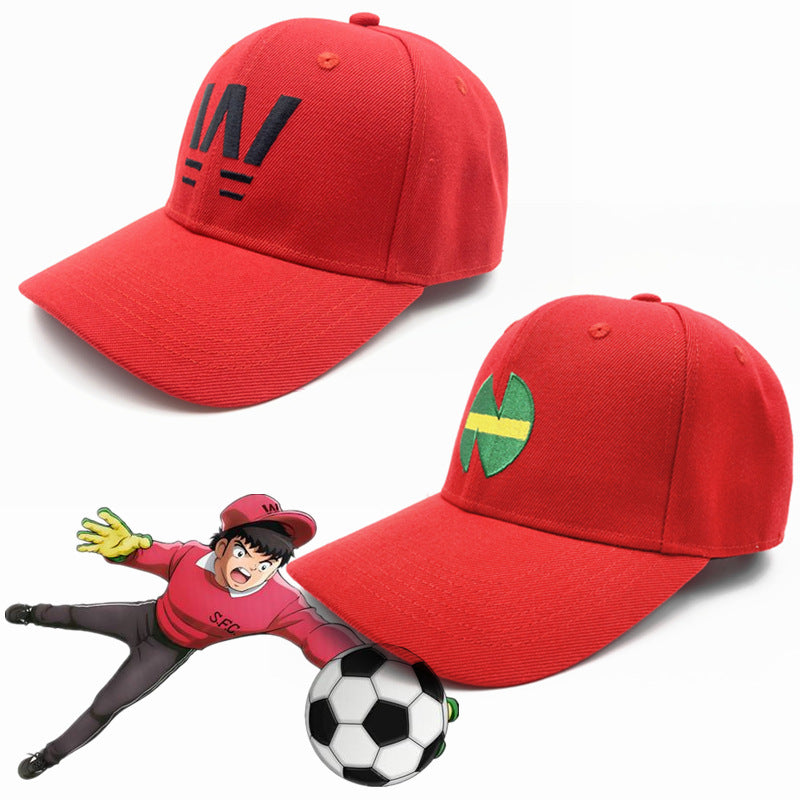 Anime soccer player hat embroidered red baseball cap duckbill cap - Onvynix Labs