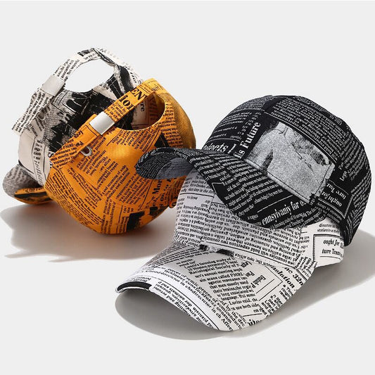 FS Winter Retro Newspaper Pattern Cappellino Baseball Cap Trendy Yellow Pink Hip Hop Hats For Men Women Gorras Para Hombre - Onvynix Labs