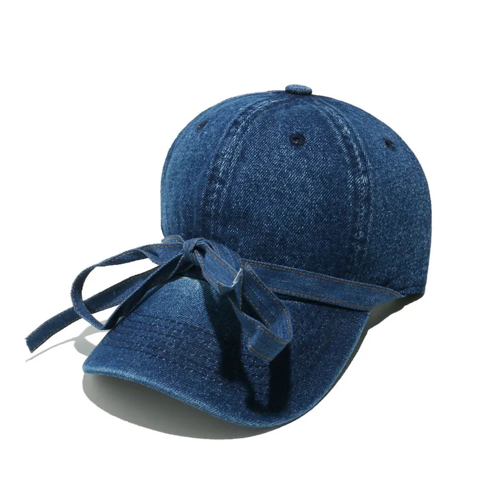 Washed Bow Denim Baseball Cap - Onvynix Labs
