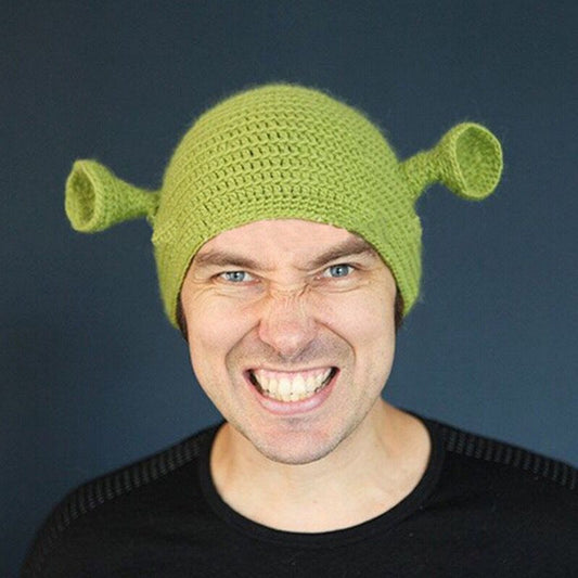 Unisex Balaclava Monster Shrek Hat Wool Winter Knitted Hats Green Party Funny Beanie Skullies Cap for Women Men Pure Handmade - Onvynix Labs
