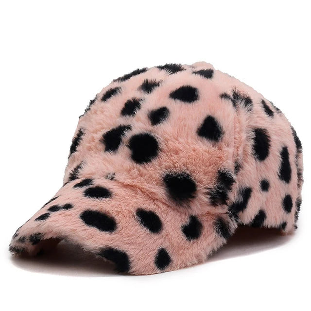 Short Brim Leopard Print Adjustable Women Baseball Cap Zebra Stripes Autumn Winter Short Plush Dad Hat Snapback - Onvynix Labs