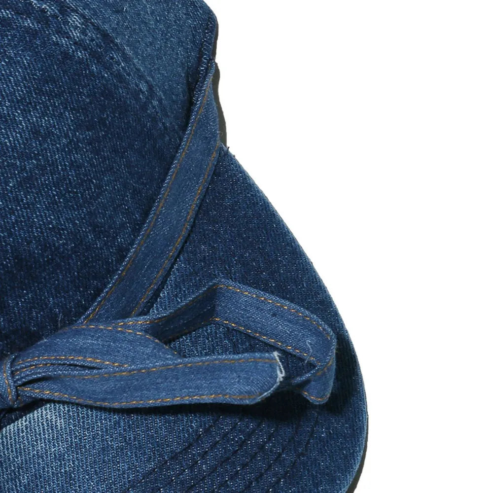 Washed Bow Denim Baseball Cap - Onvynix Labs