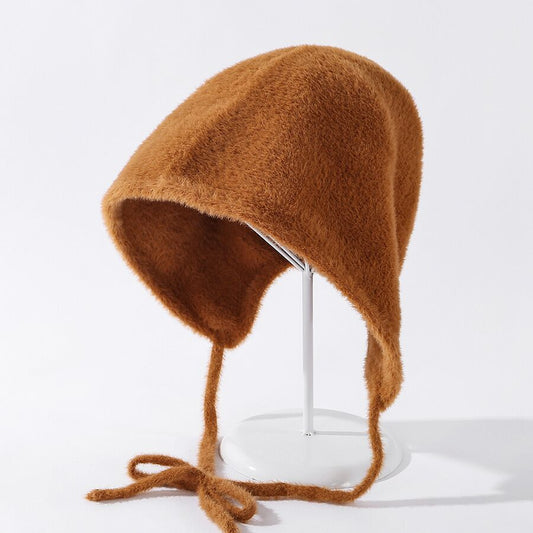 Women Autumn Winter New Plush Velvet Fisherman Hat Fashion Soft Rear Split Tether Wild Foldable Basin Cap Dome Bucket Hat Beanie - Onvynix Labs