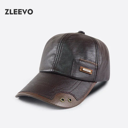 Autumn and Winter new PU leather baseball cap fashion stitching and brushed middle-aged and elderly peaked cap - Onvynix Labs