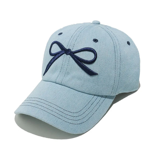 Bow Embroidered Denim Baseball Cap - Onvynix Labs