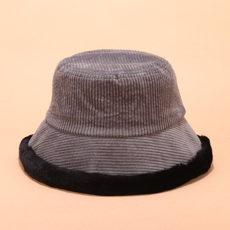 Autumn Winter Bucket Hats Women Corduroy Panama Hat Thick  Warm Plush Fisherman Cap For Girl crimping Basin Hat kapelusz - Onvynix Labs