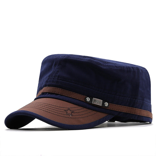 Military Fans Flat Cap Men's Camouflage Baseball Cap Leather Peaked Cap Military Cap Curved Brim Casual Mountaineering Sun Hat - Onvynix Labs
