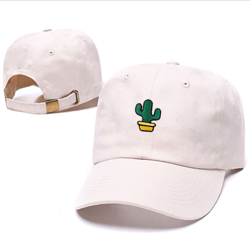 Cute Plant Embroidered Cap Cactus Embroidered Cap Outdoor Embroidered Curved Brim Cap Washed Soft Cap - Onvynix Labs
