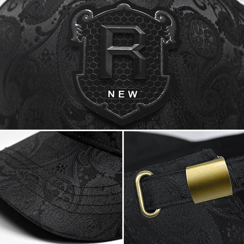 Spring and Summer New Hat Men's Tall Crown Cashew Embossed Baseball Cap Fashion Face-Looking Small Men Casual Peaked Cap - Onvynix Labs