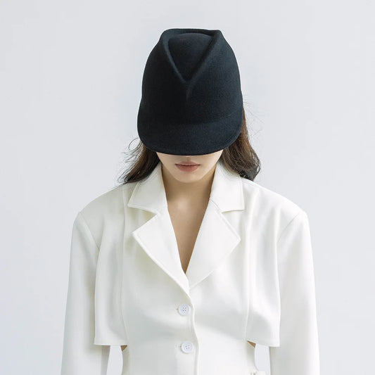 New Women Visors Wool Black Hat Keep Warm Casual Outdoor Travel Shopping Model Stage Show Winter Lady Top Equestrian Cap - Onvynix Labs