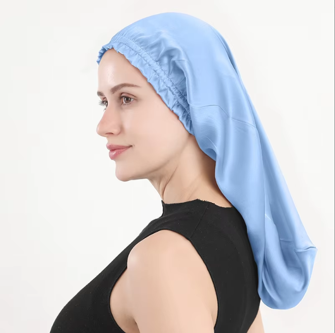 Sleeping cap mulberry silk long hair cap fungus side length cylindrical cap - Onvynix Labs