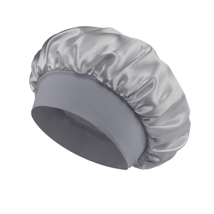 Solid Color Bath Cap Adult Fashion Satin Wide Brim Sleep Cap for Women Chemotherapy Hair Care - Onvynix Labs