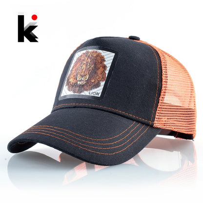 Breathable Mesh Baseball Cap Men Women Fashion Trucker Caps Snapback Hip Hop Baseball Hat With Lion Patck Streetwear Visor Hats - Onvynix Labs