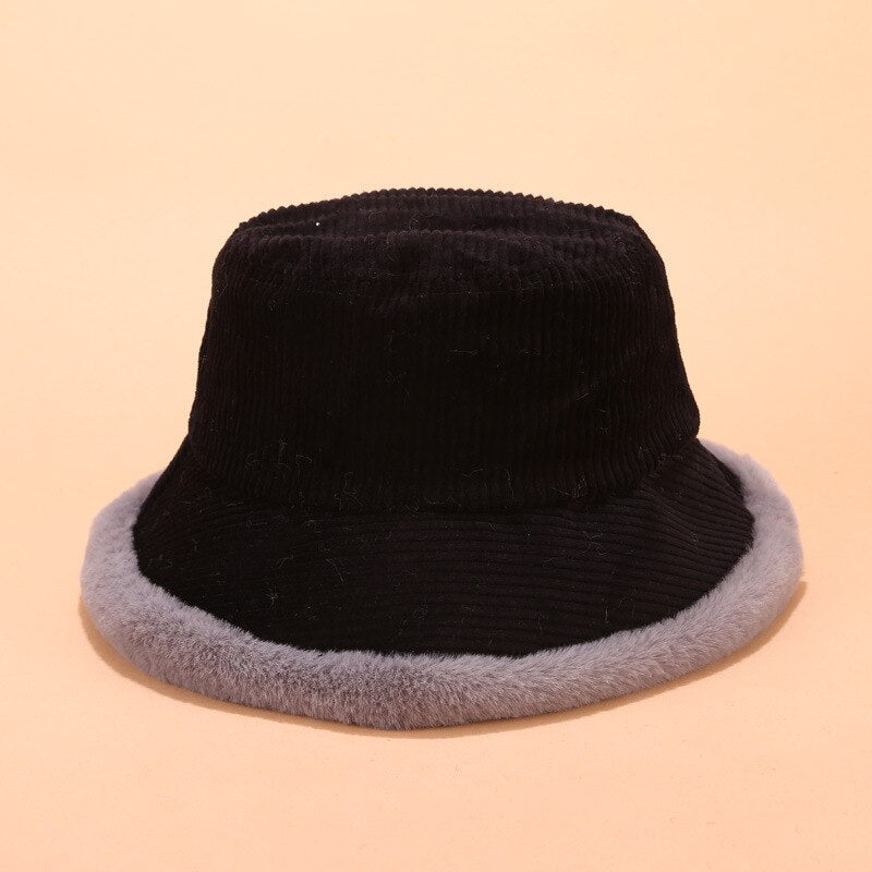 Autumn Winter Bucket Hats Women Corduroy Panama Hat Thick  Warm Plush Fisherman Cap For Girl crimping Basin Hat kapelusz - Onvynix Labs