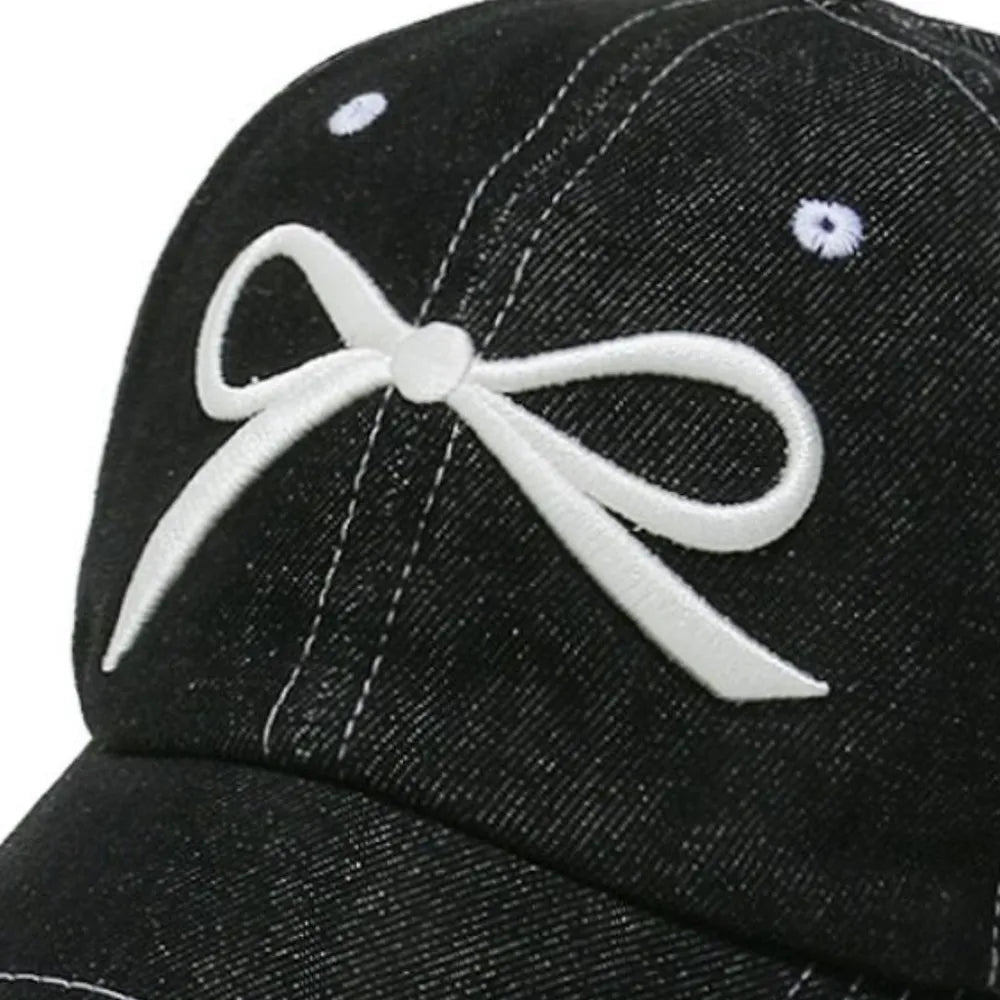 Bow Embroidered Denim Baseball Cap - Onvynix Labs