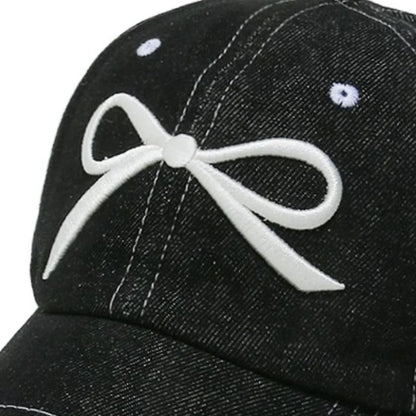 Bow Embroidered Denim Baseball Cap - Onvynix Labs