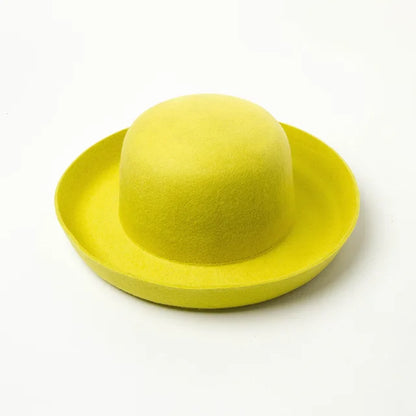 Autumn Winter New Solid Color Retro Dome Curled Wool Top Hat Travel Hat Fashion Casual Fedora Cap Chapeu Feminino Sombrero Mujer - Onvynix Labs